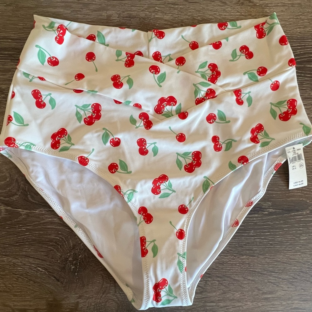 Aerie Cherry Print High-Waisted Bikini Bottoms